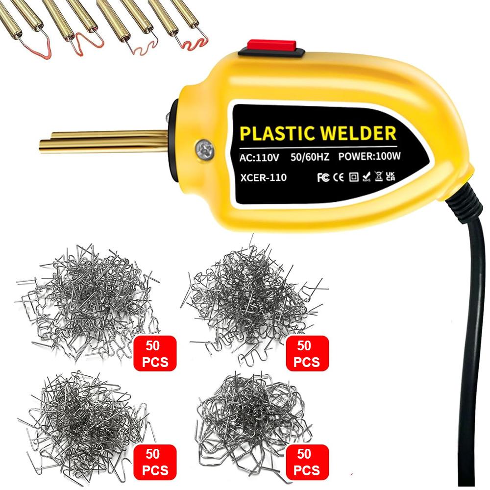 50/100W Hot Stapler Plastic Welder Kit, 200-1000PCS Staples, Plastic Welder Gun for Car Bumper Repair, Plastic Repair Kit