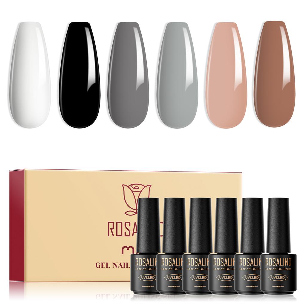 ROSALIND Gel Nail Polish Set 6pcs/Lot Nail Art Gel Polish Semi Permanent Gel Varnish Hybrid Soak Off UV Lamp Base Top Coat Gel Polish Kit