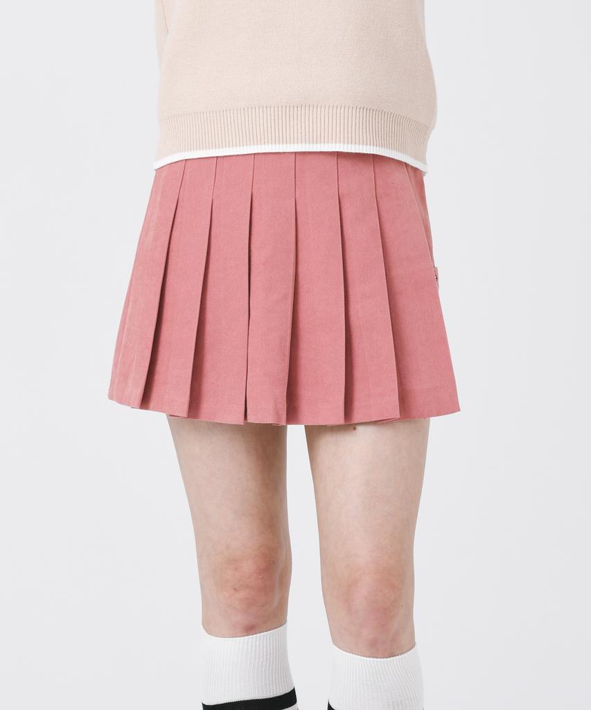 MONBIRDIE GOLF Warm Pocket Pleats Peach Brushed Pocket Pleated Skirt Pink