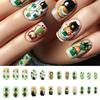 Square Press on Nail Shamrock Fake Nail Stick on Nail 12 Size,24 Pcs French Nail Tips for DIY Nail Art Decorations