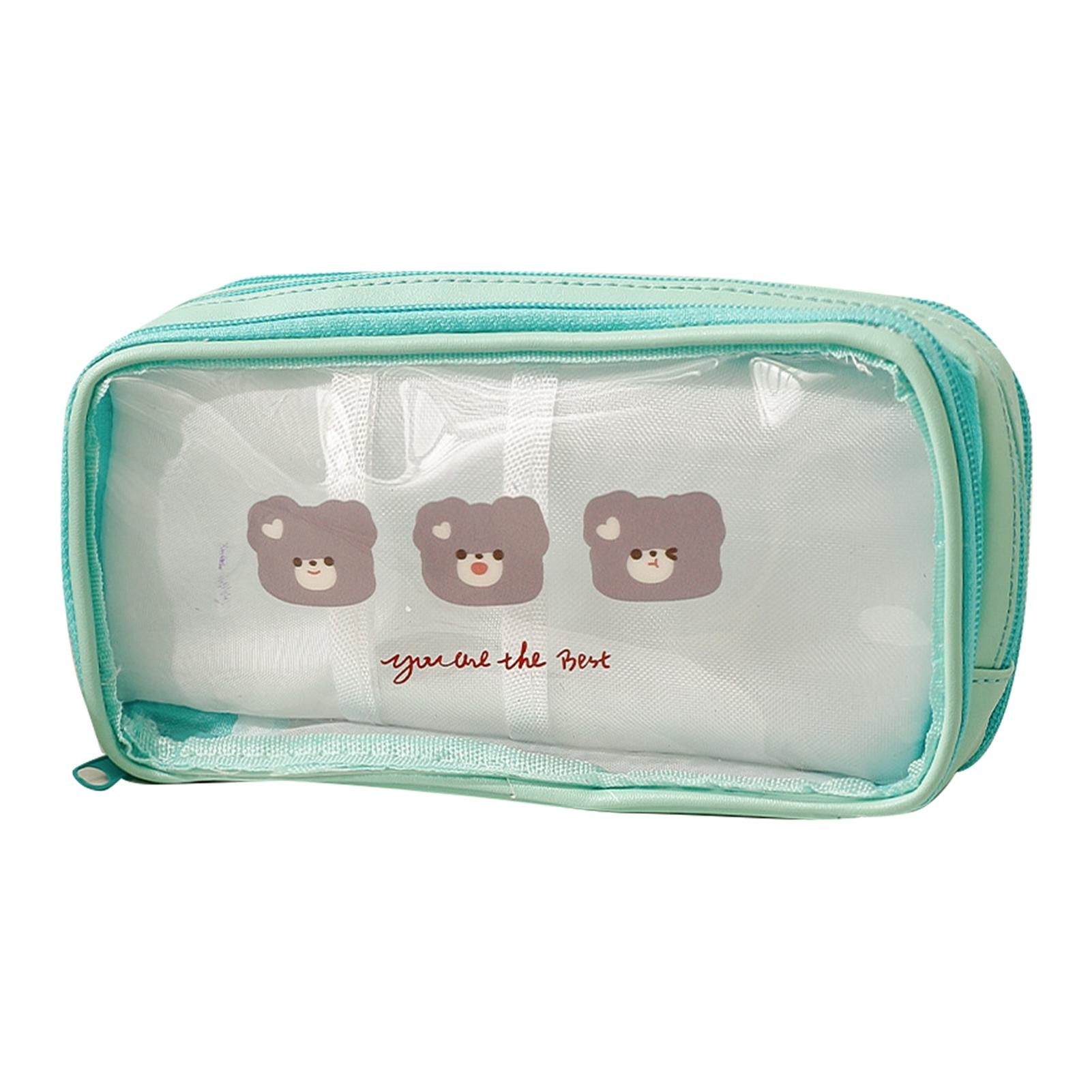 

Прозрачный пенал с милым мультяшным рисунком, большой емкости, водонепроницаемый пенал из ПВХ для хранения карандашей B Green Three Bear