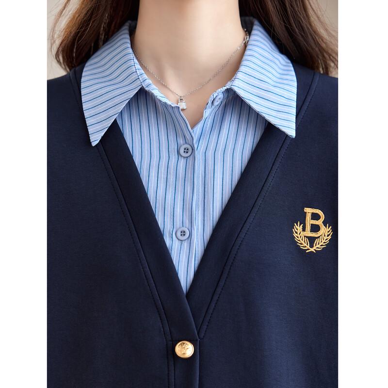 La Chapelle Women's Faux Cardigan Sweatshirt