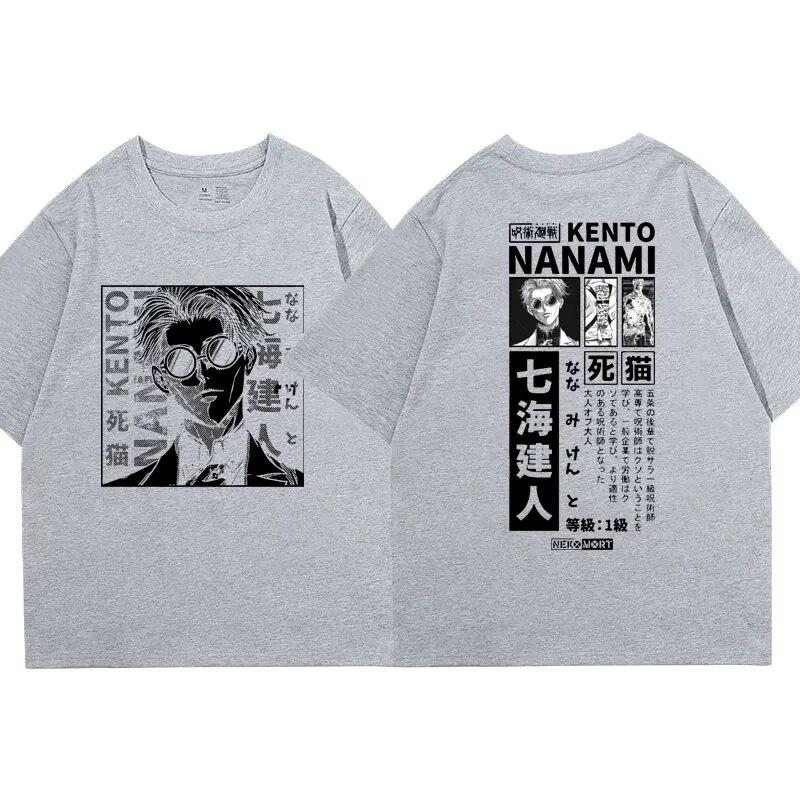 Anime Jujutsu Kaisen T-Shirt Japanisches Unisexga Nanami Kento Kurzarm-T-Shirts Unisex 100 % Baumwolle Lässiges übergroßes T-Shirt Unisex