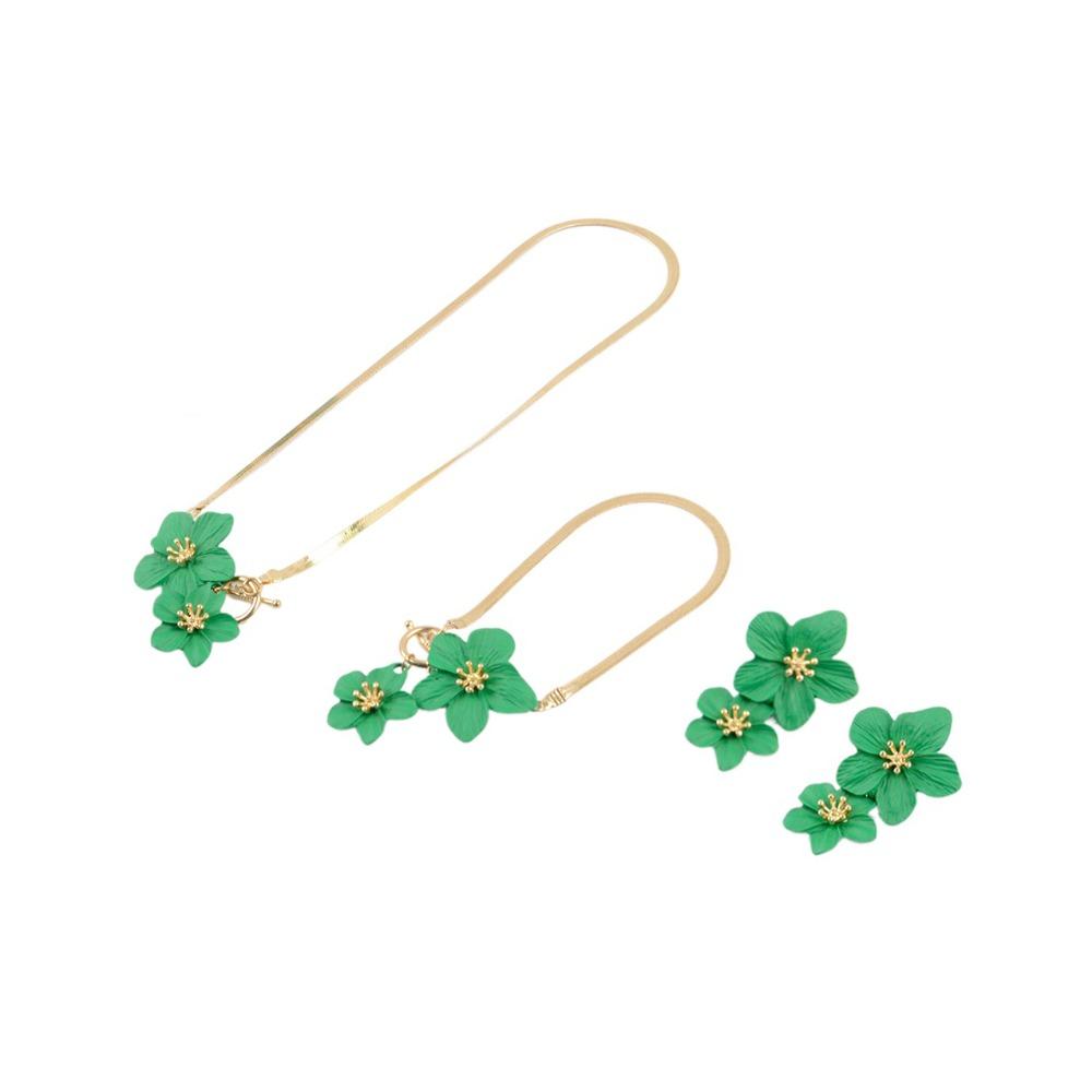 Metal Flower Jewelry Set OT Buckle Pendant Jewelry Suit Elegant Flower Necklace Earrings Set  Party