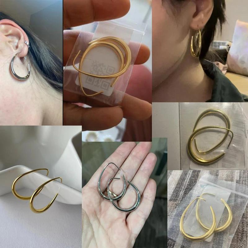 Geometric Oval Hoop Earrings for Women Simple Desgin Earrings Party Wedding Fashion Jewelry Accessories
