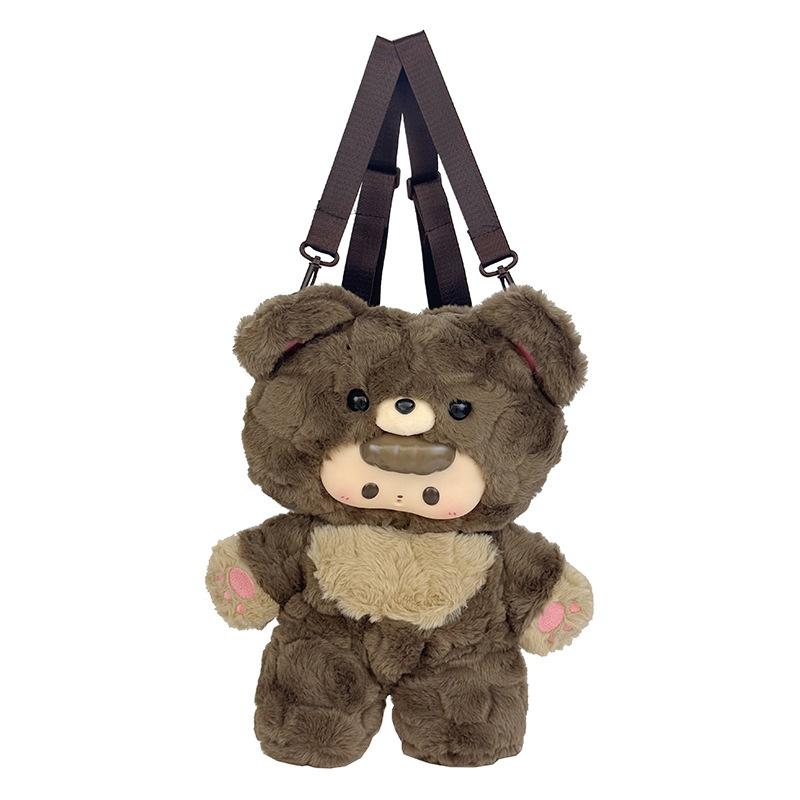 Cute Vinyl Face Bear Backpack Plush Doll Hanging Jewelry Decorative Gift Plush Series