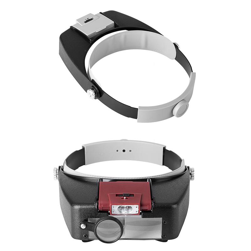 10X Stirnbandbrille Lupe Verstellbare Größe LED Lupe Lupenbrille Zum Lesen Optivisor Lupe Beleuchtet