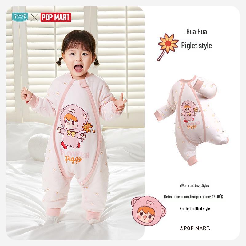 iBaby English Baby Split-Leg Sleeping Bag: Autumn/Winter Pop Mart IP Collab, Knitted & Quilted, Constant Temp Control