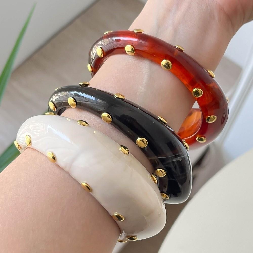Vintage Geometric Chunky Punk Jewelry Fashion Retro Bangle Irregular Rivet Resin Bracelet Women