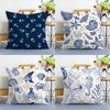 Home Decor Blue Nautical Anchor Pattern Throw Pillow Cover Pattern Cushion Cover Suitable for Sofa Bedroom Car Pillow Cover
