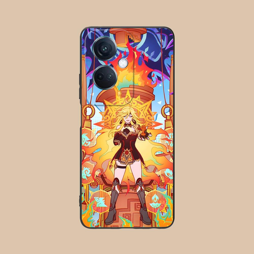 Game GI Mavuika Matte TPU Mobile Phone Case for OPPO Reno 14 13 12 11 10 9 8 7 6 5 F T Pro 5G Colorful Printing Cover