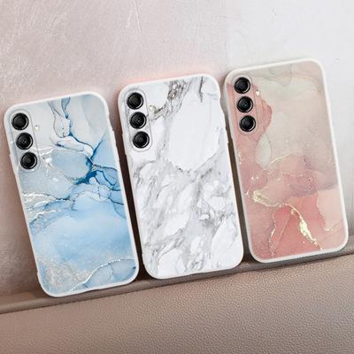 Marble Patterned Soft Silicon Case For Samsung M35 A55 S24 Xiaomi Redmi Note 13 Poco C65 iPhone Huawei Honor Realme Camera Protective Shockproof Cover