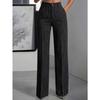 Women High Waist Vertical Striped Wide Leg Suit Pants Casual Commute Trousers