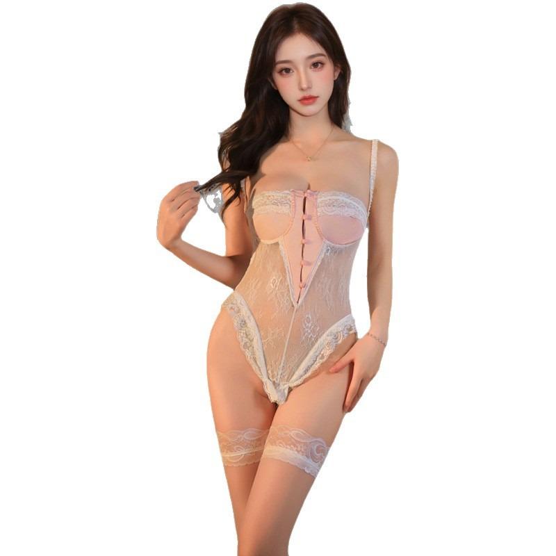 Sexy Underwear Women's Pure Lace Onesie Small Chest Strap Milk Show Big Temptation Sexual Intercourse High Tide Robe 2