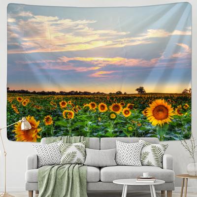 Tapiz de Girasol Sunshine Colgante de Pared Boho Paisaje Natural Hippie Tapiz Plantas Decoración para el Hogar Dormitorio Habitación