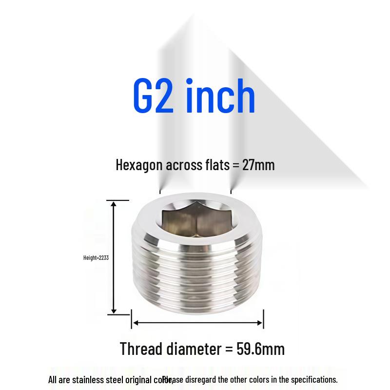 304 Stainless Steel Hex Socket Pipe Plug, Threaded Blind Plug, Oil Plug, Throat Plug In Sizes: 1/8", 1/4", 3/8", 1/2", 3/4".