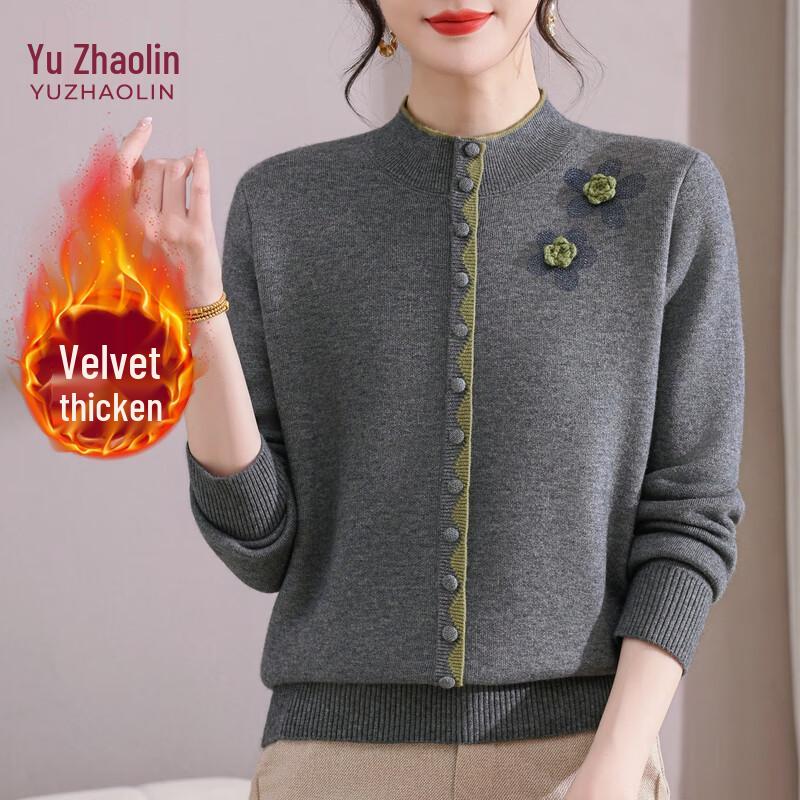 YUZHAOLIN Women s Fleece-Lined Warm Knitted Sweater XL