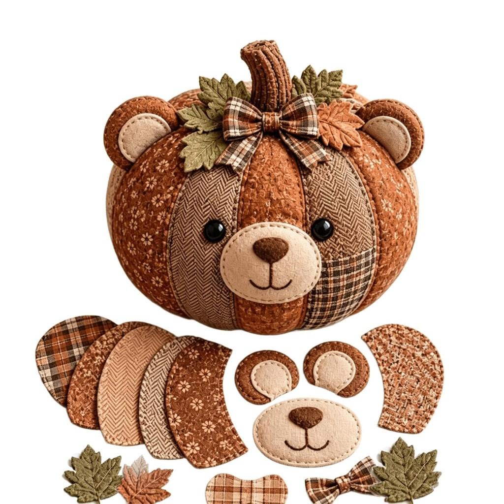 DIY Animal Pumpkin Sewing Kit Woodland Patchwork Craft Set Pre-cut woodland animal pumpkins for relaxing sewing cozy fall decor and heartfelt hand