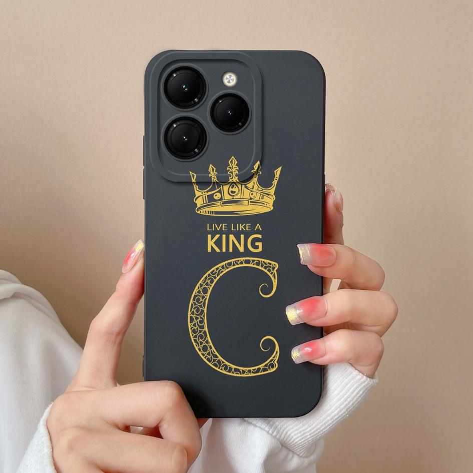 For Infinix Smart 8 Zero 30 Note 40 4G Hot 40 GT 20 Pro Itel S24 Phone Cover Bumper Anti Drop Silicone Soft Case Fashion Crown King Letters Matte Capa