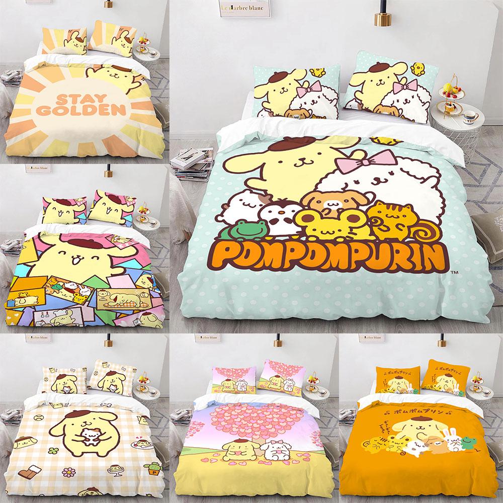 Pom Pom Purin Bedding Sets Comforter Quilt Bed Cover Duvet Cover Pillow Case 2-3 Pieces Sets Kids Adult Size Cartoon Decor