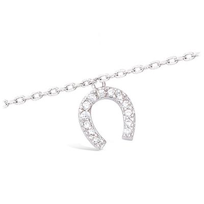 [K9140] - Silver Ankle Chain 'Horseshoe' Silver White (rhodium-plated) - 24 Cm - 8 Mm