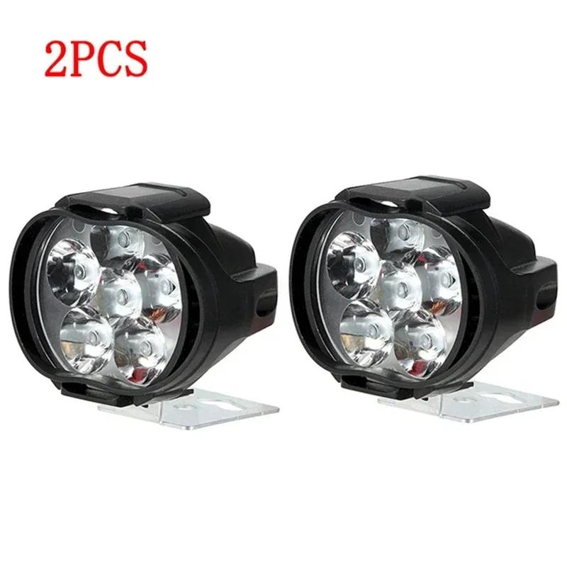 2pcs Led Headlight Motorcycles White Super Bright Auxiliary Working Front Light Scooter Spotlight Additional Spot Light Fog Lamp