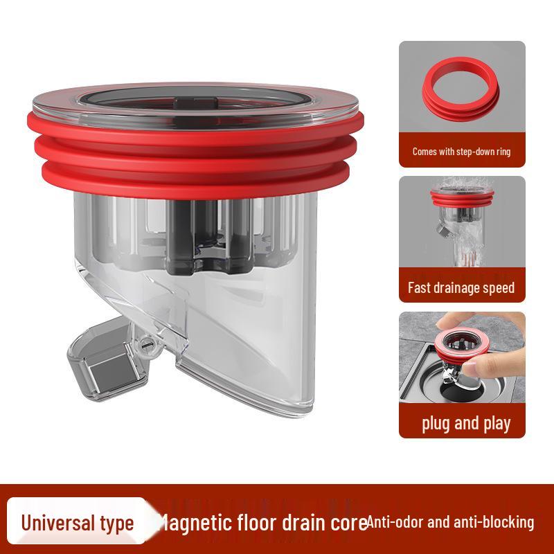 

Сердцевина напольного слива с блокировкой запаха, фильтром против обратного потока и насекомозащитным уплотнением для труб ванной и туалета.