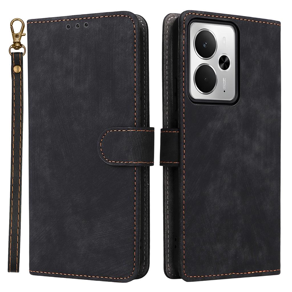 För Realme 14T 5G/14 5G Fodral Plånbok RFID-Blockerande PU Läder Skydd Ställ med Rem