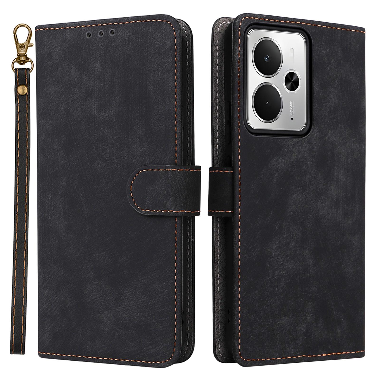 

Для Realme 14T 5G/14 5G Чохол Гаманець RFID Блокування PU Шкіряна Обкладинка Підставка з Ремінцем Black