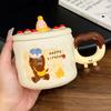 Cute Cat And Dog Ceramic Mug With Lid Creative Birthday Gift Cup Girl Heart Home Coffee Cup Souvenir
