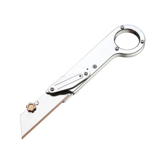 Stainless Steel Folding Cutter Stress Relief Fidget Toy Heavy Duty Pocket Size Cutter Portable Collapsible Cutting Tools