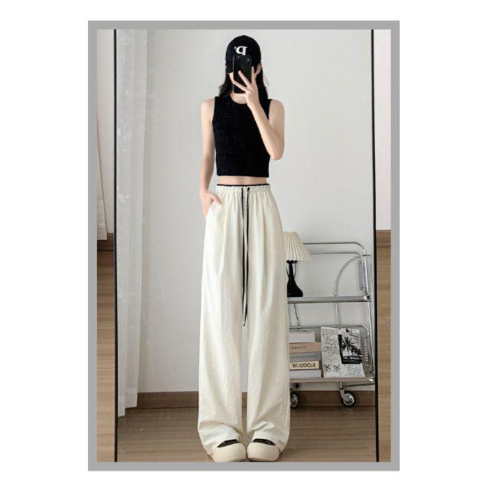 

Summer Color Block High-Waist Draped Wide-Leg Ice Silk Pants 4XL абрикосовый