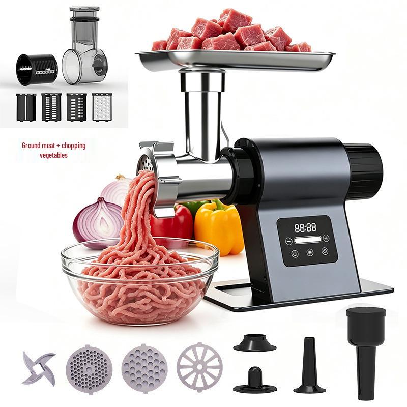 Automatic Sausage Stuffer & Electric Meat Grinder with Vegetable Cutter and Slicer