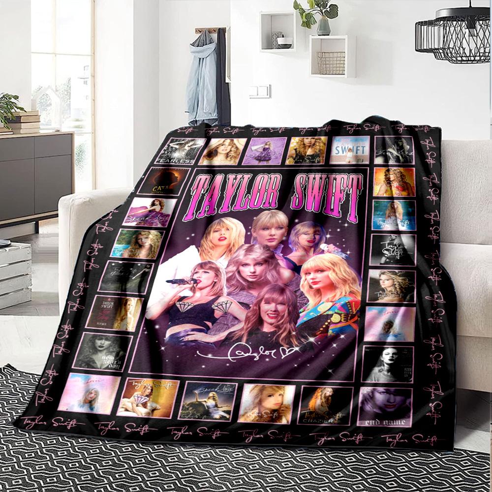 Taylor Print Flannel Blanket High Quality Warm Comfortable Cover for All Seasons Perfect for Gifts Home Decor