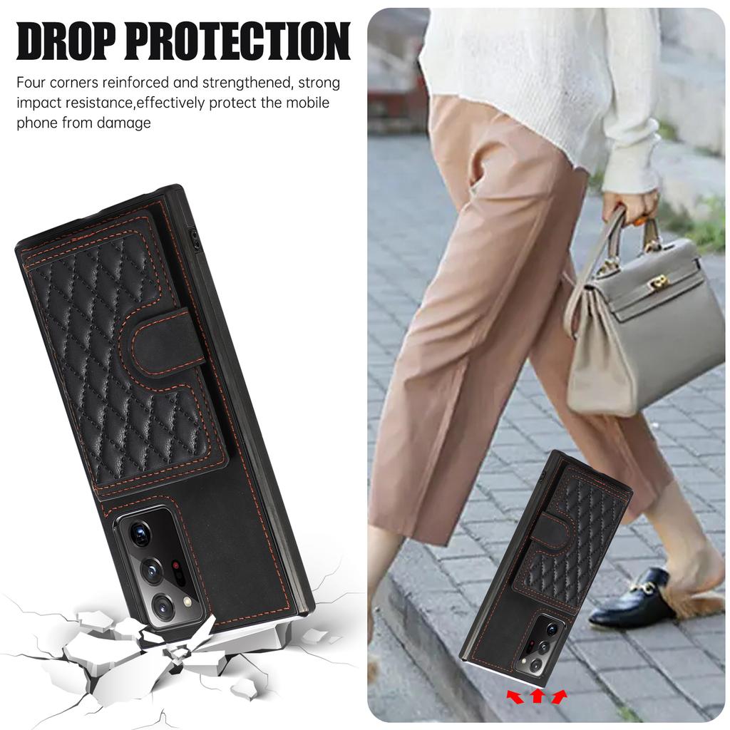 For Samsung Galaxy Note20 Ultra 5G/Note20 Ultra Shoulder Phone Pouch Card Case TPU+PU Leather Cover
