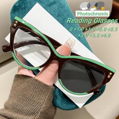 Neue Mode Cat-Eye Photochrome Damen Lesebrille Retro Ultraleicht Neutral HD Anti Blaulicht Alterssichtigkeit Brille