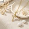 Effie Queen 100% S925 Silver 14k Gold Cross Shaped Round Zirconia Pendant Necklace Religious Jewelry for Women, Men Casual APN42