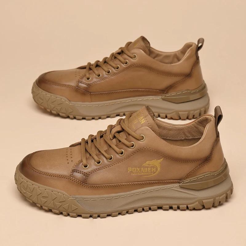 Genuine Leather Men's Shoes Fashion Designer Italian Casual Shoes Comfy Leather Sneakers All-Match Sport Shoes Tennis Masculino