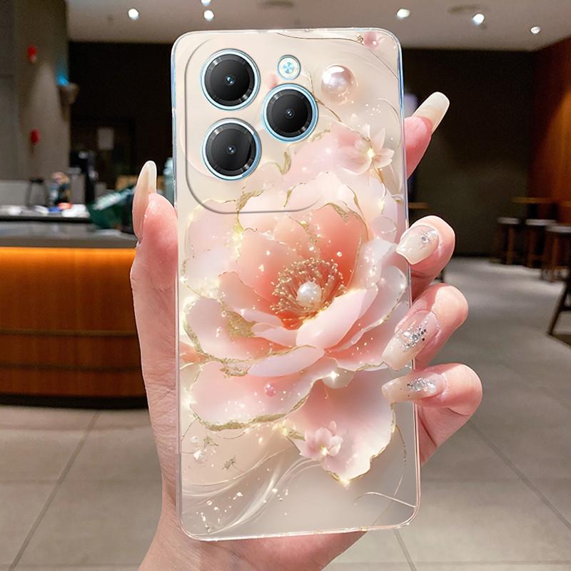 For Infinix Hot 40 Case Clear Silicone Luxury Aesthetic Butterfly Flower Soft TPU Back Cover Infinix X6836 X6837 Hot 40 Pro Case