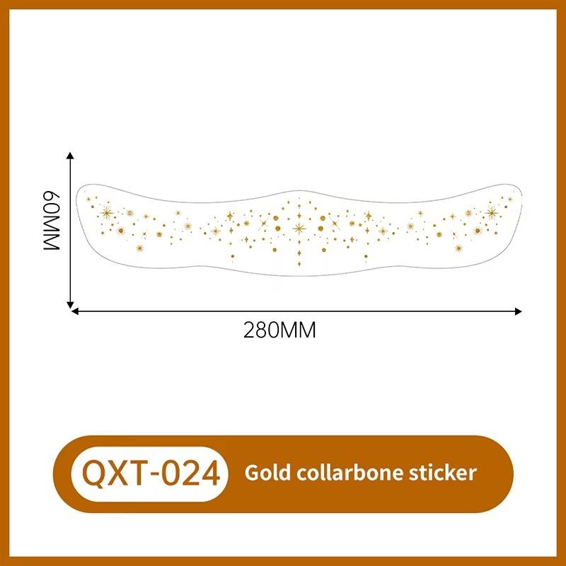 Waterproof Long Lasting Gold Foil Collarbone Temporary Tattoo Metallic Body Art Tattoo Sticker