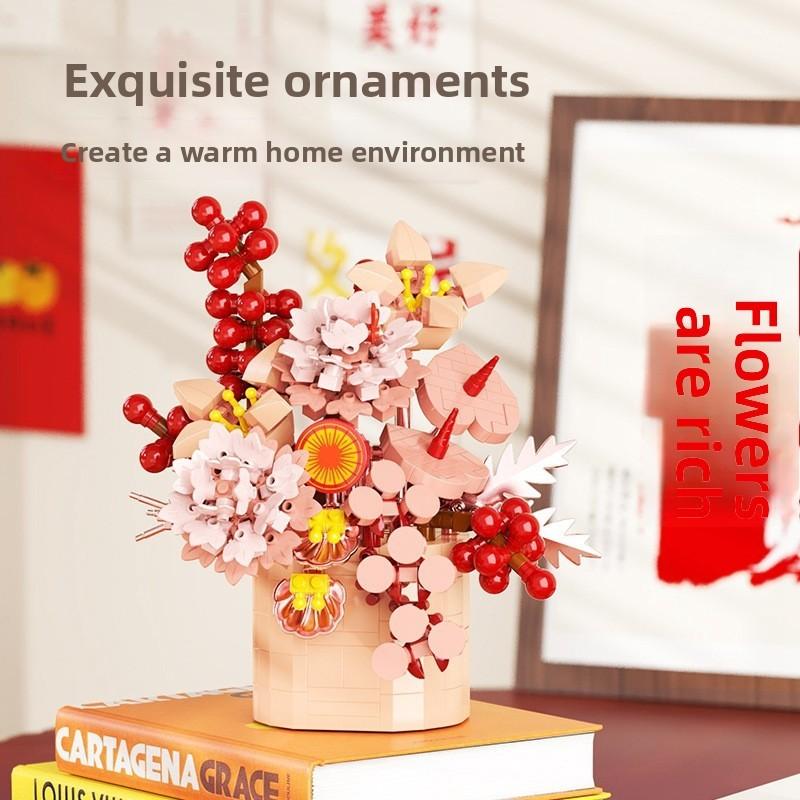 Spring Festival Building Blocks Kit With Diy Assembly For Holiday Celebration And Collectors