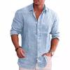 Men's Loose Large Size Solid Color Shirt Linen Lapel Long Sleeve Casual Shirt Men's