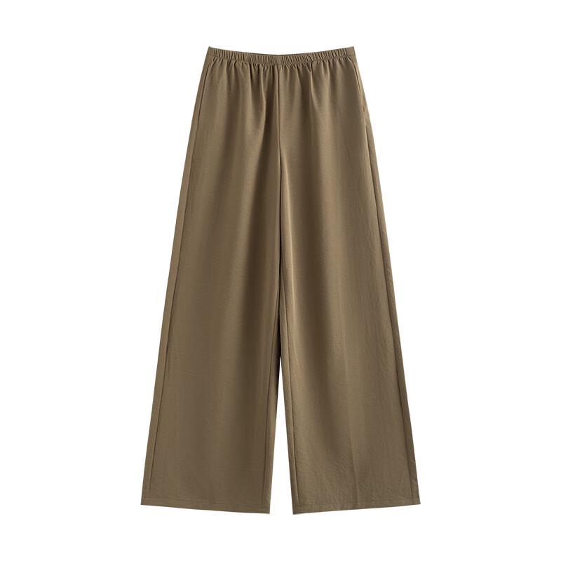 Chuyu Women's Textured Elastic Waist Wide-Leg Casual Pants