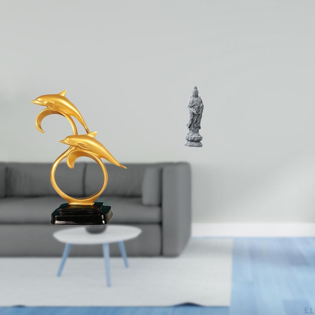 Modern Lifelike Dolphin Figurine And Guan Yin Statue Collectible Ornaments for Home Office Entrance