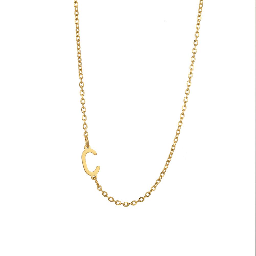 Cazador Sideways Tiny Letter Initial Necklaces A-Z Letters Necklace Stainless Steel Necklace For Women Gift Anniversary Jewelry