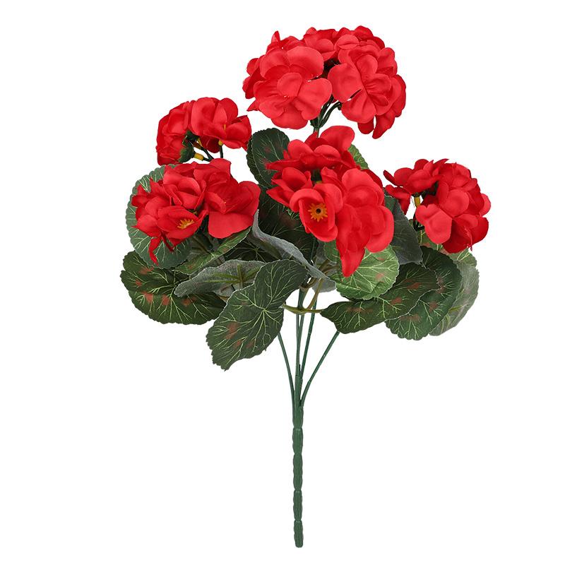 

1Pcs Red Artificial Geranium Silk Floral Bouquet for Home Garden Outdoor Decoration Wedding Fake Plants DIY Vase Table Decor червоний