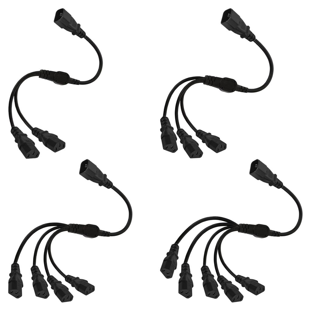 3-Prong C14 To IEC320-C13 Connector Adapter Cord Male Plug To Female Socket Converter Cable Y-splitter Power Wire Line