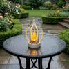 Courtyard Landscape Lighting Solar Flame Lantern, Garden Hanging Metal Outdoor Durable Exterior Yard Decor Waterproof Lantern for Patio Porch Powered