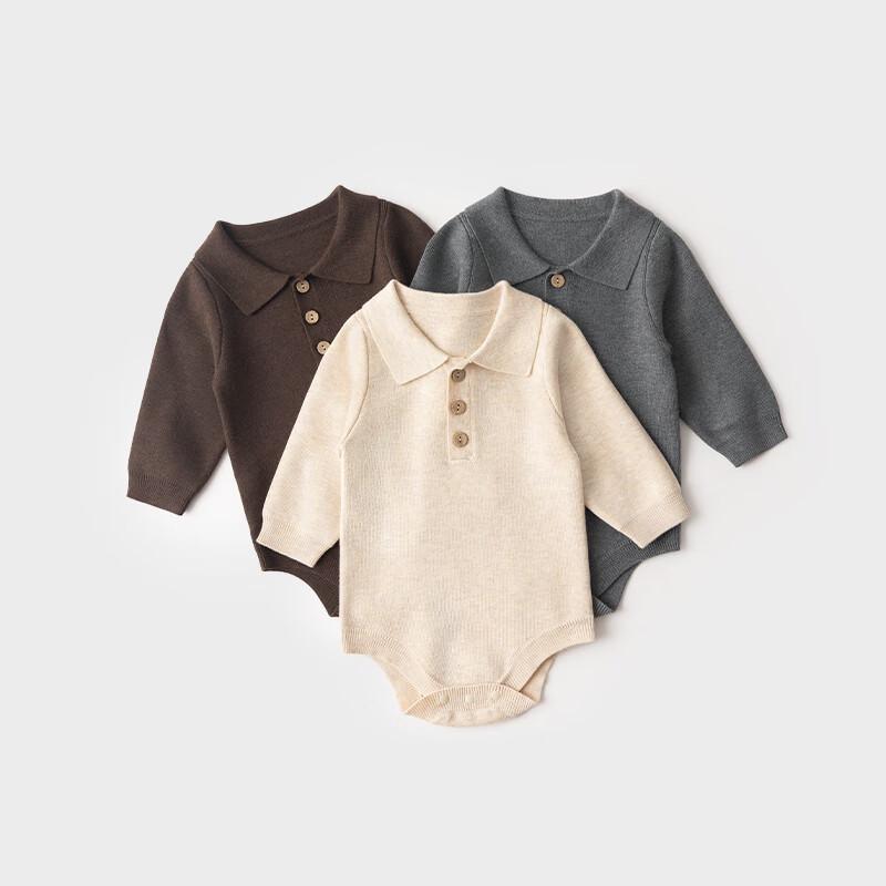 Koala Bebe Merino Wool Blend Polo Knit Baby Romper