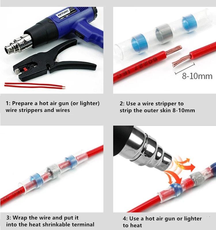 5/10/20Pcs Waterproof Heat Shrink with Solder Clamping Terminal Blocks Electrical Clamping Sleeves Wire Clip Quick Wire Terminal